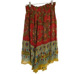 Alberto Makali Bohemian Asymmetrical High Low Floral Sequin Skirt Skirt M